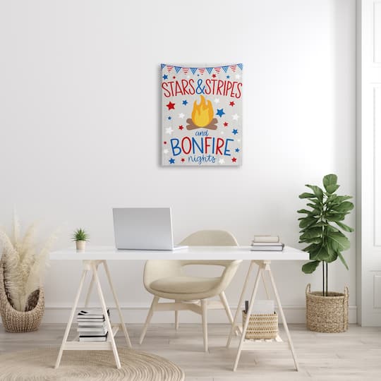 Stupell Industries Stars Stripes and Bonfire Phrase Nights Americana Pride Canvas Wall Art